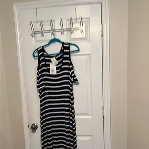Striped Black and White Sleeveless Dress